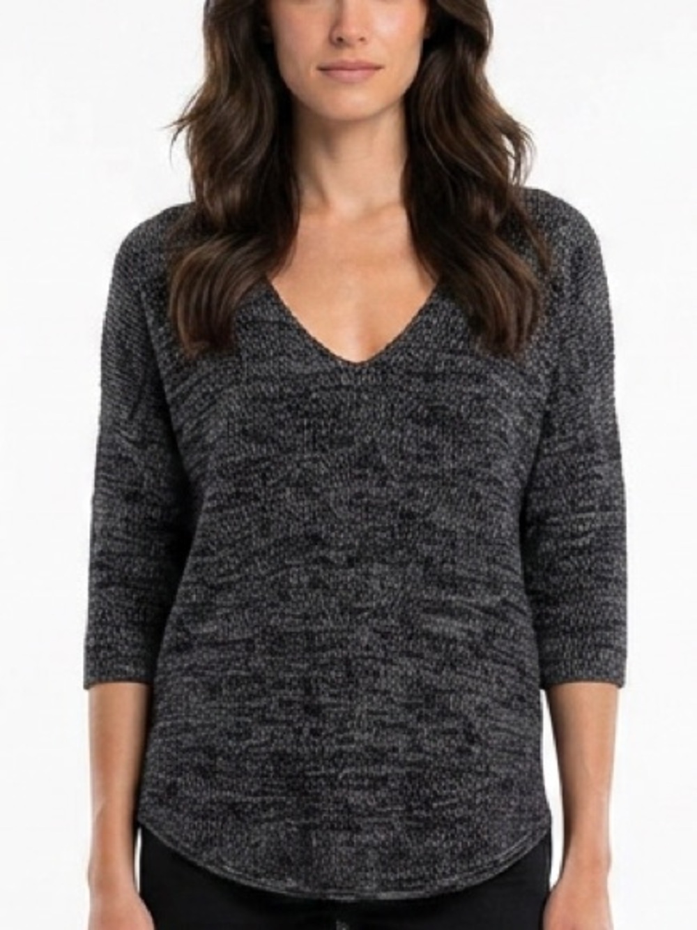 EXPRESS | Marled Grey V Neck Knit Sweater Sz M